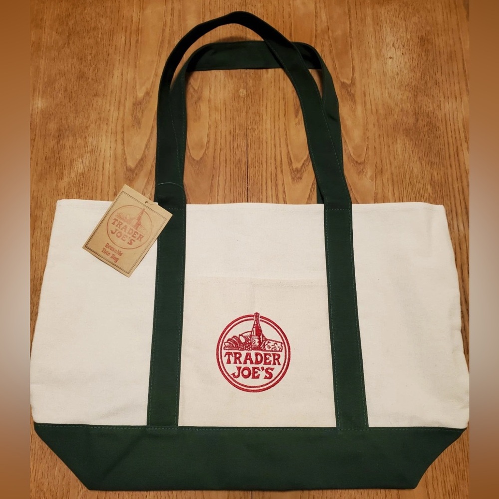 Limited Edition Trader Joe’s Canvas Tote Bag in Hunter Green!